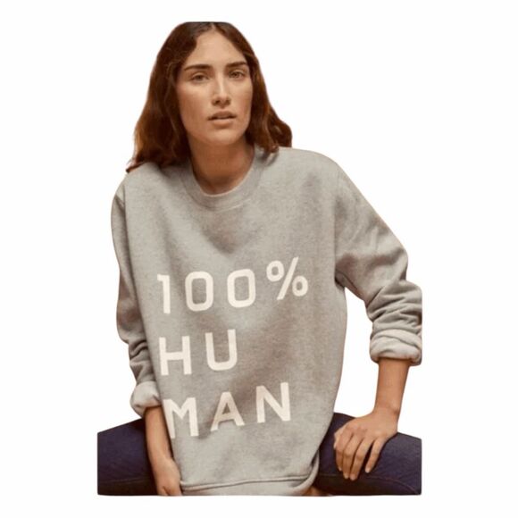 Everlane The 100% Human Typography French Terry Sweatshirt Gray White S - Picture 3 of 7